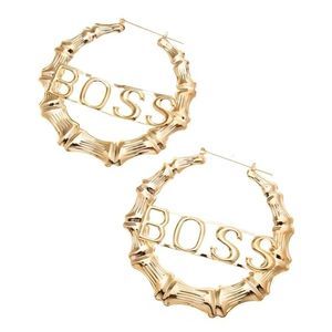 New Statement Golden "Boss" Hoop Earring Oversize